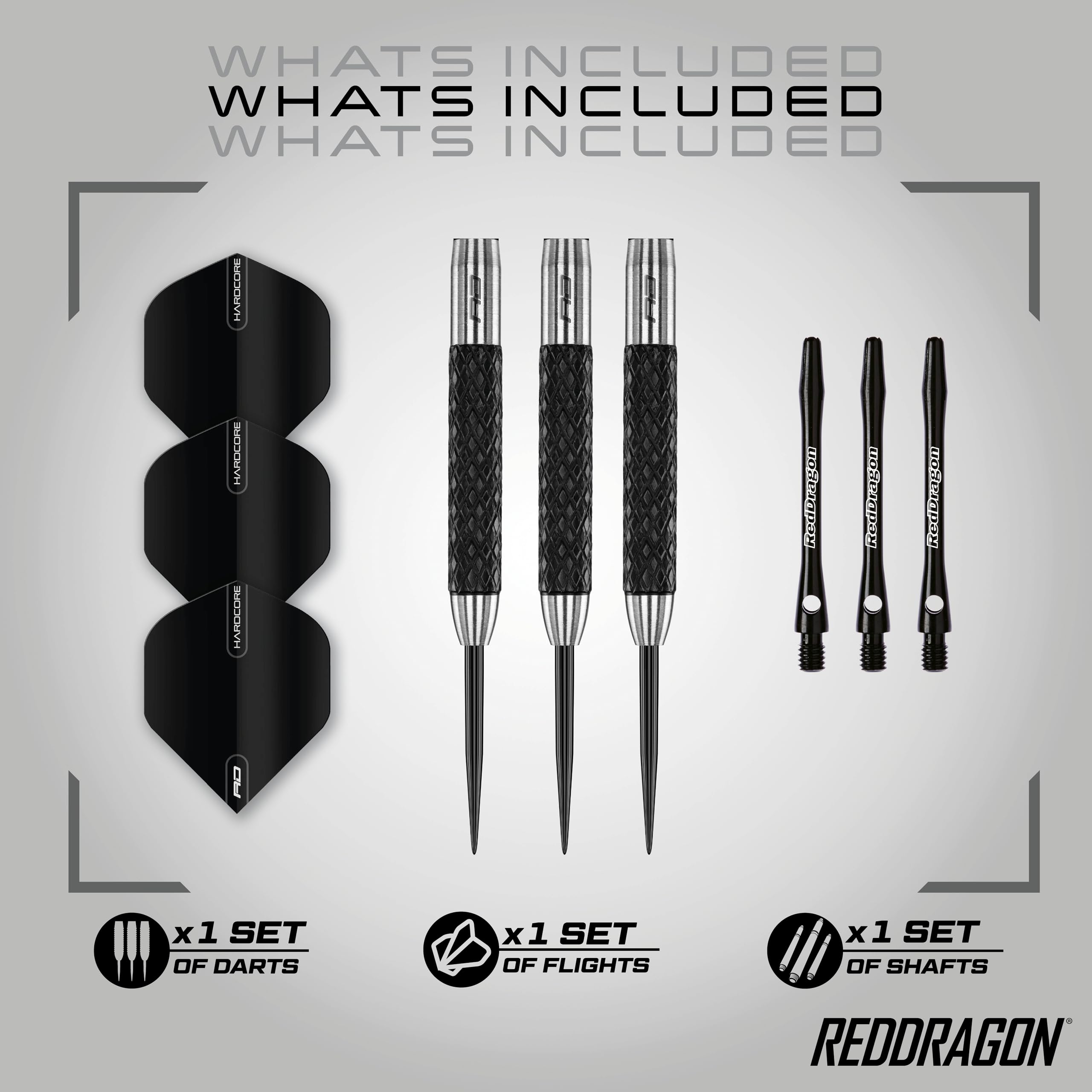 Red Dragon Rat 1 Tungsten Darts Set - 26g Steel Tip with Knurl Grip