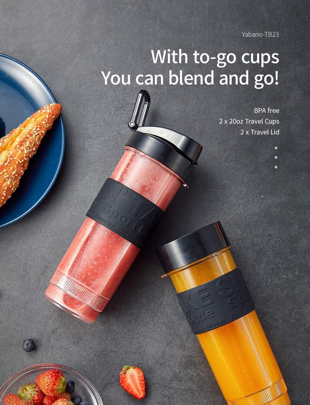 Yabano 500W Personal Blender – 2-in-1 Smoothie Maker with Grinder
