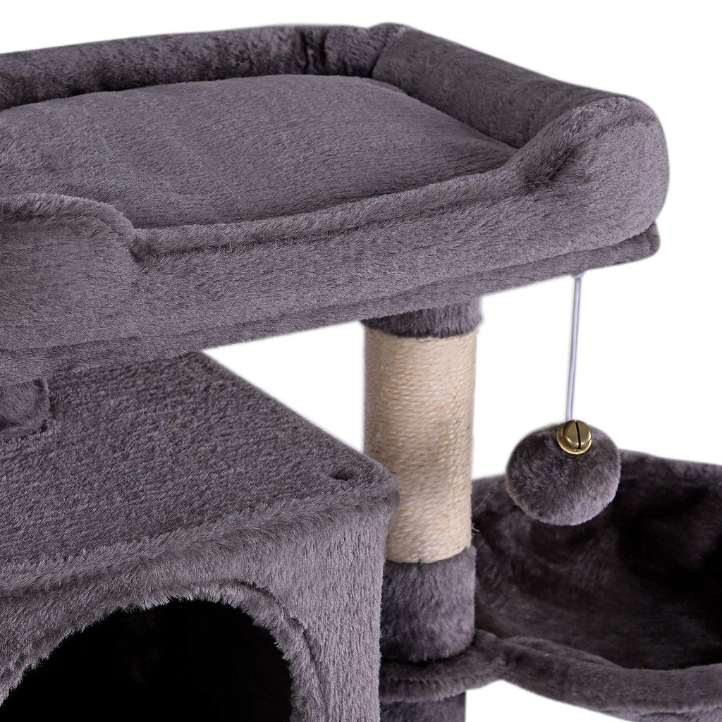 lionto Cat Scratching Post – 70cm Cat Tree with 2 Caves & Sisal, Dark Grey