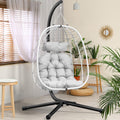 YITAHOME Rattan Hanging Egg Chair with Stand & Cushion - Grey Outdoor Swing