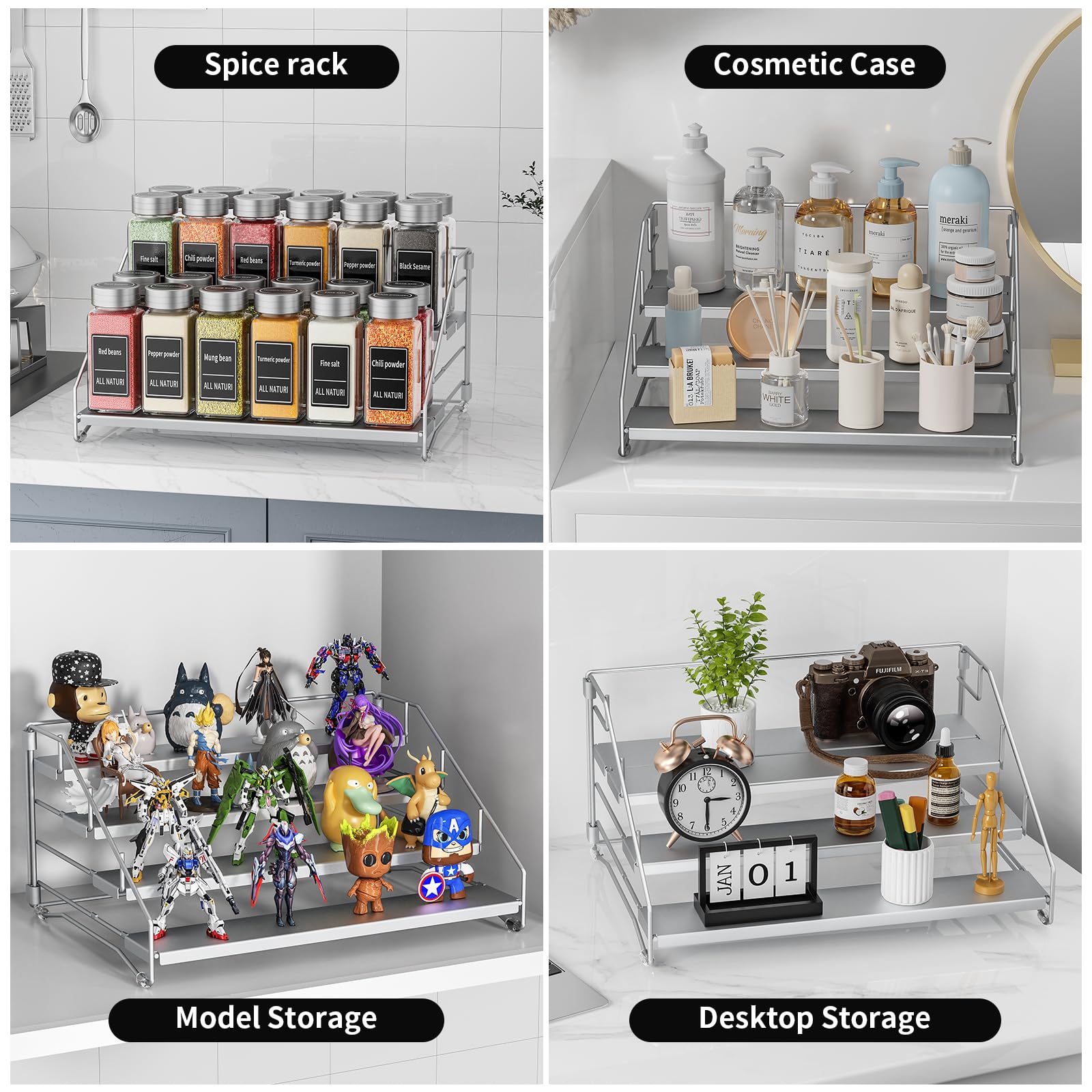 MAYZOLOP 4 Tier Spice Rack – Detachable Metal Kitchen Cupboard Organiser