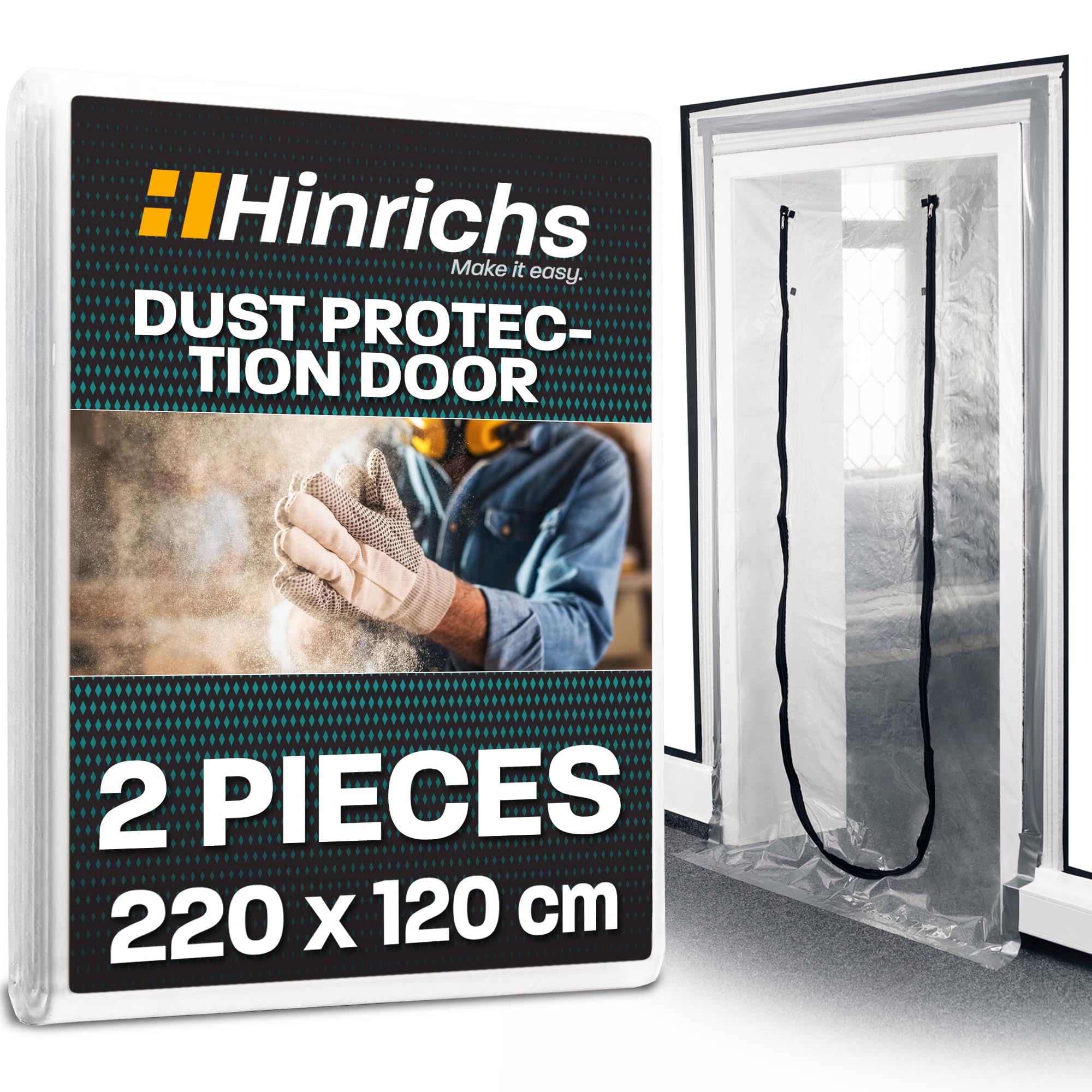 Hinrichs Dust Door Cover with Zip | 220x120cm Transparent Renovation Sheet