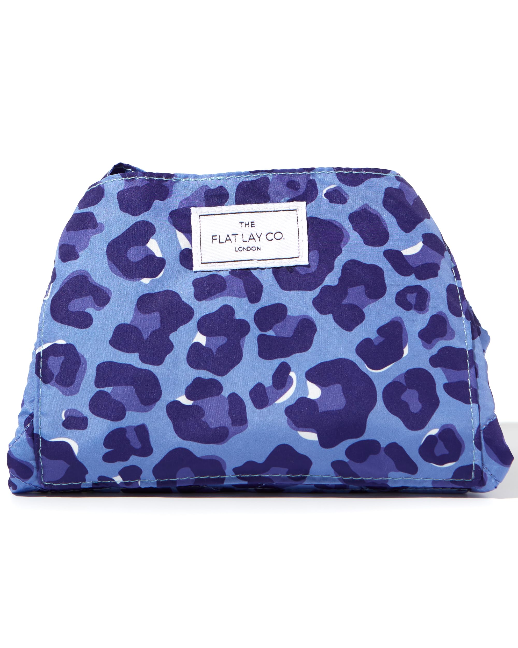 The Flat Lay Co. Makeup Bag – Blue Leopard Travel Cosmetic Organiser