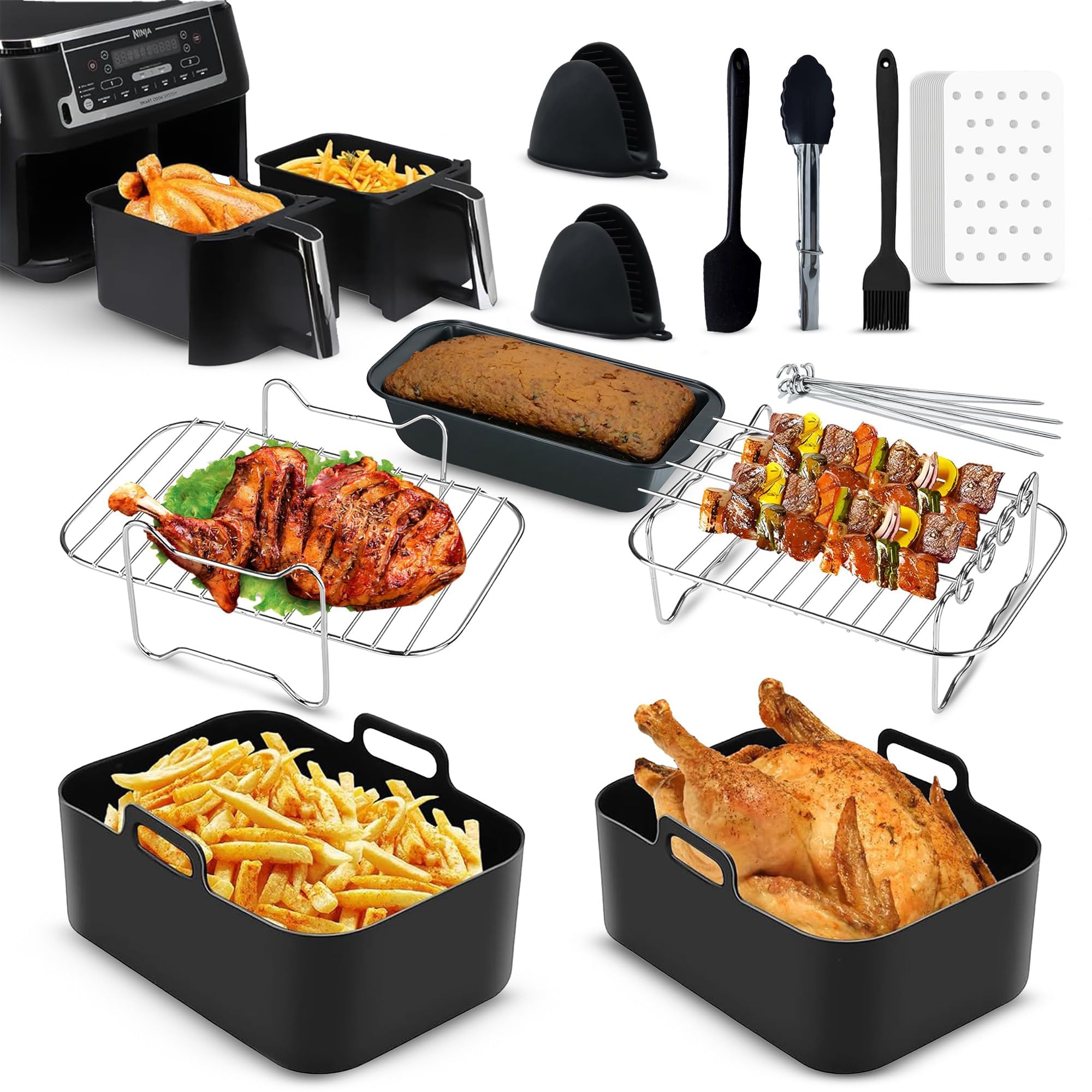 11-Piece Ninja Air Fryer Accessories Set with Silicone Liners
