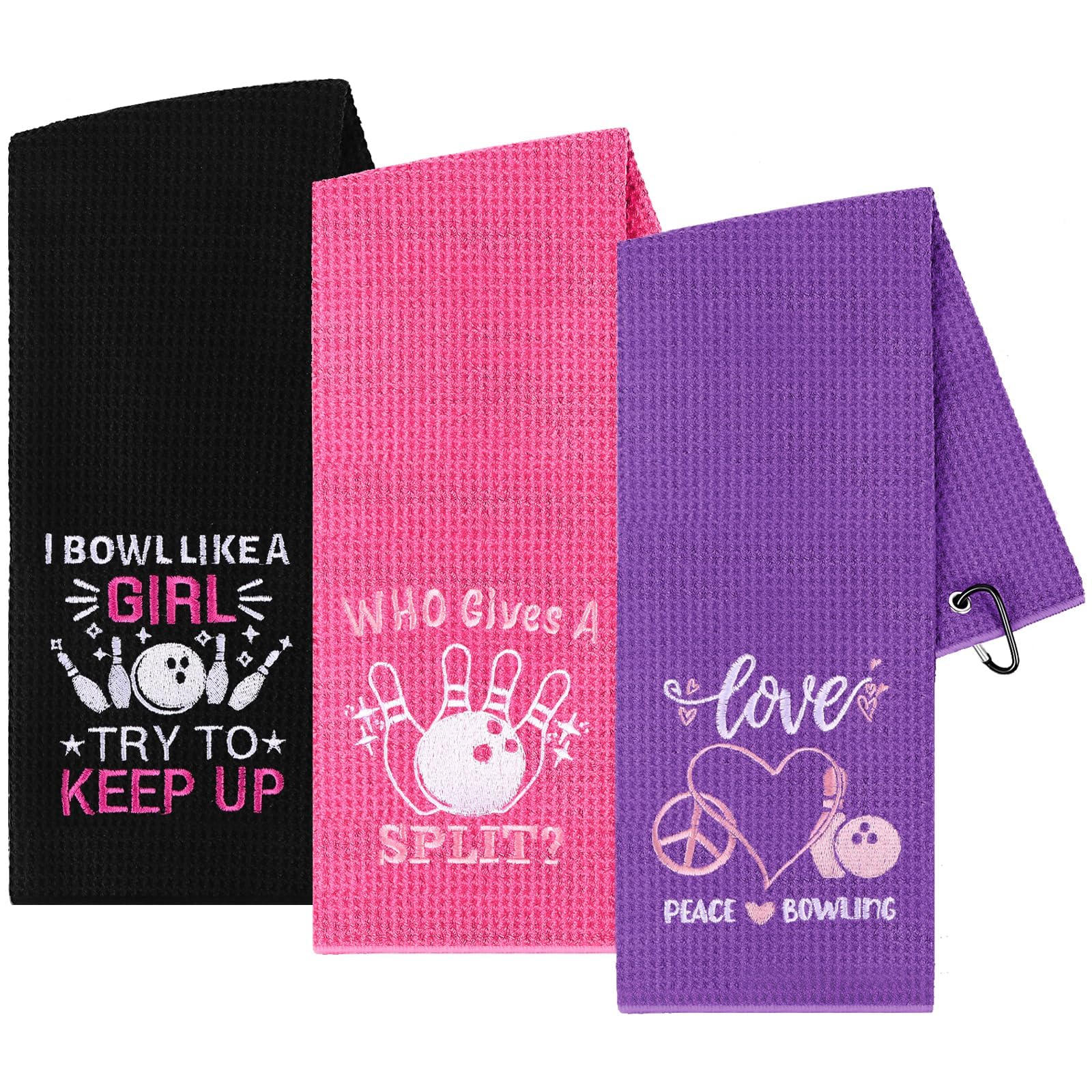 3-Piece Microfiber Bowling Towel Set with Grommet & Clip