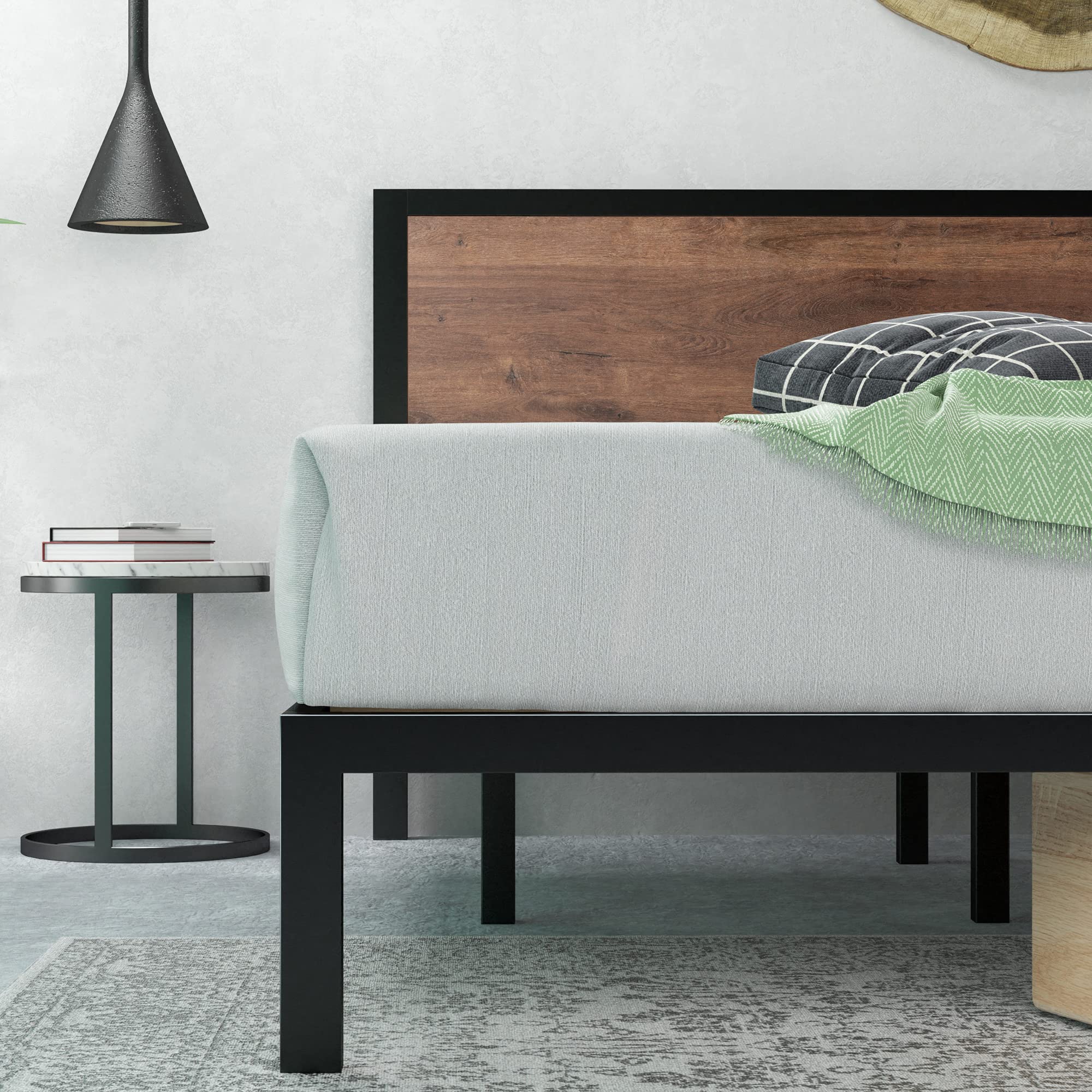 Zinus Mory Platform Bed Frame – 90x190 cm Single Metal and Wood Bed