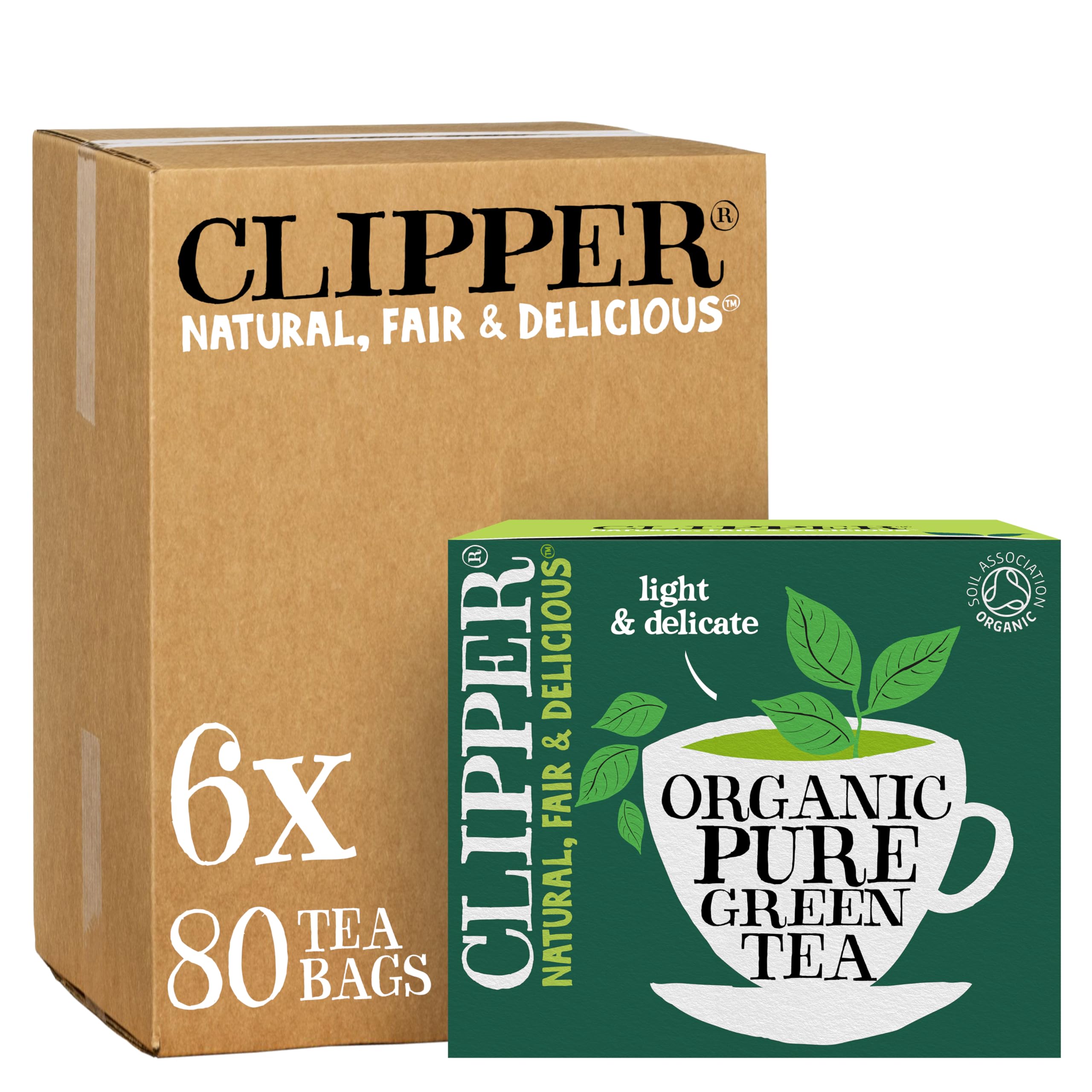 Clipper Organic Fairtrade Pure Green Tea Bags - 480 Count (Pack of 6)