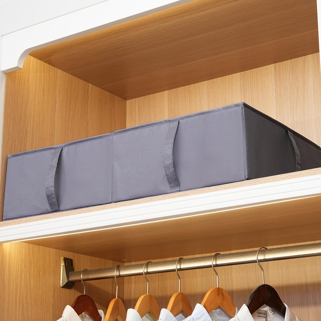 TYEERS Under Bed Storage Box with Lid | Durable Fabric 4-Pack | Dark Grey