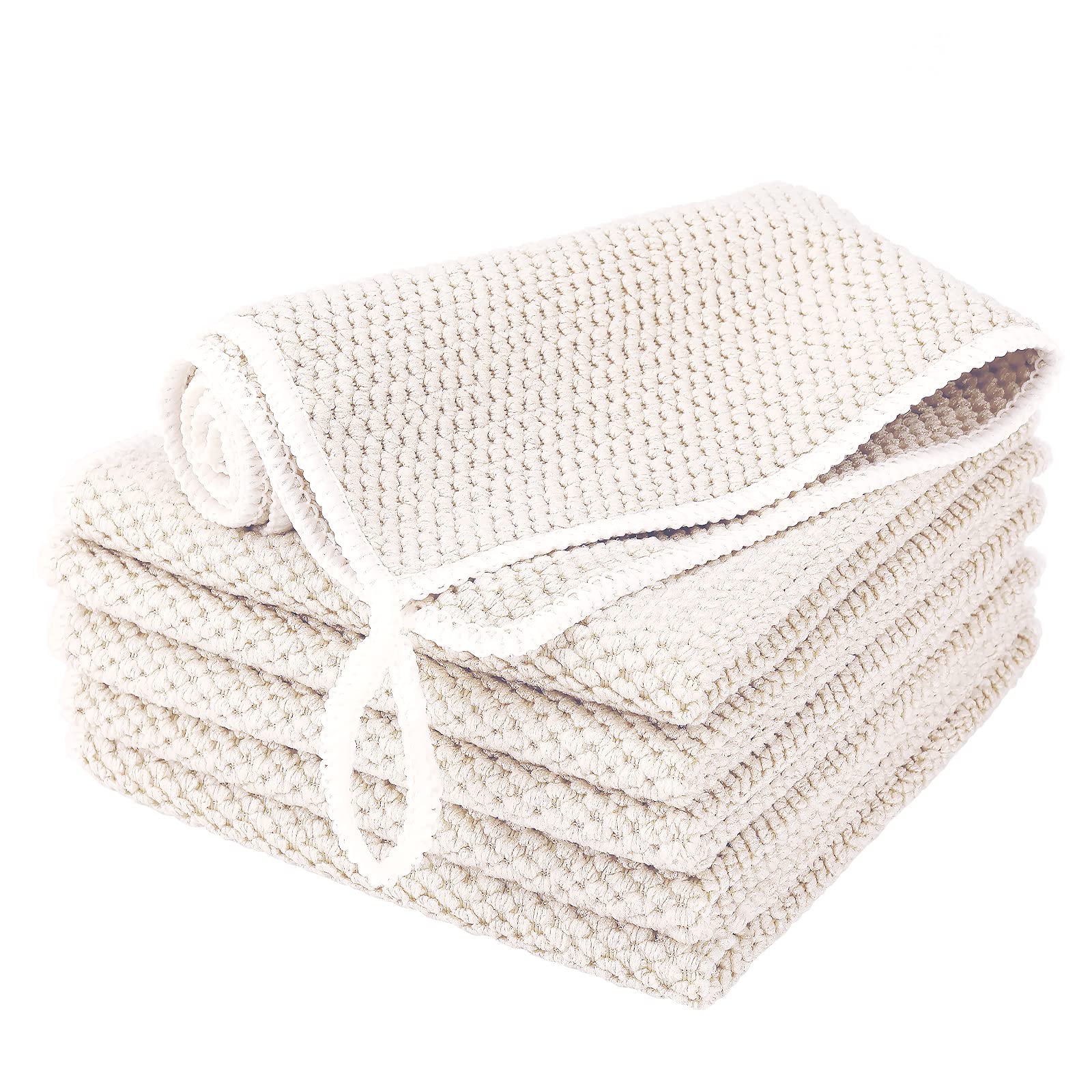 EURSPEUNG Microfibre Cleaning Cloths – 6 Pack White 30x30cm Polyester