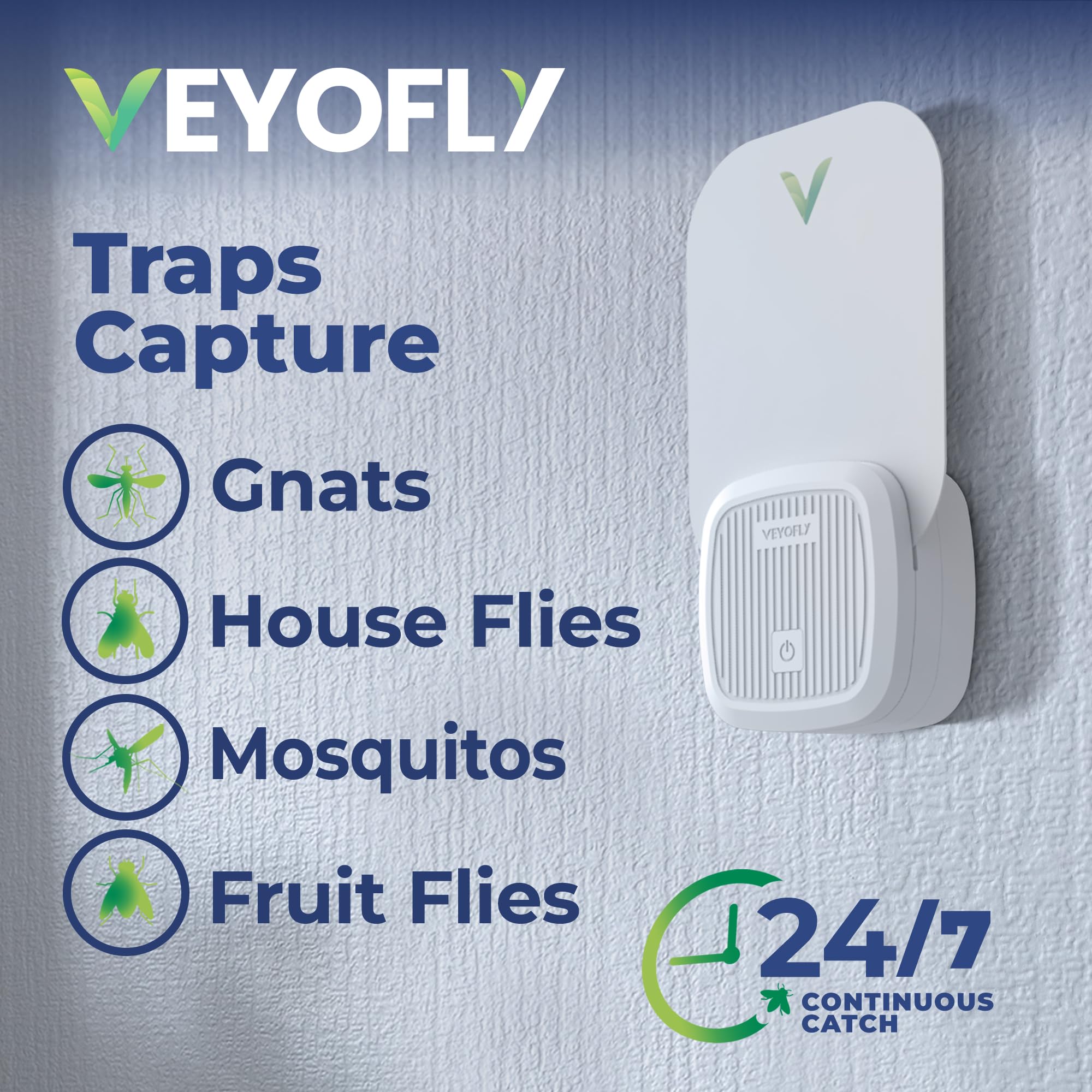 VEYOFLY Indoor Fly Trap | Non-Toxic Plug-in Bug Light (4 Devices + 12 Refills)