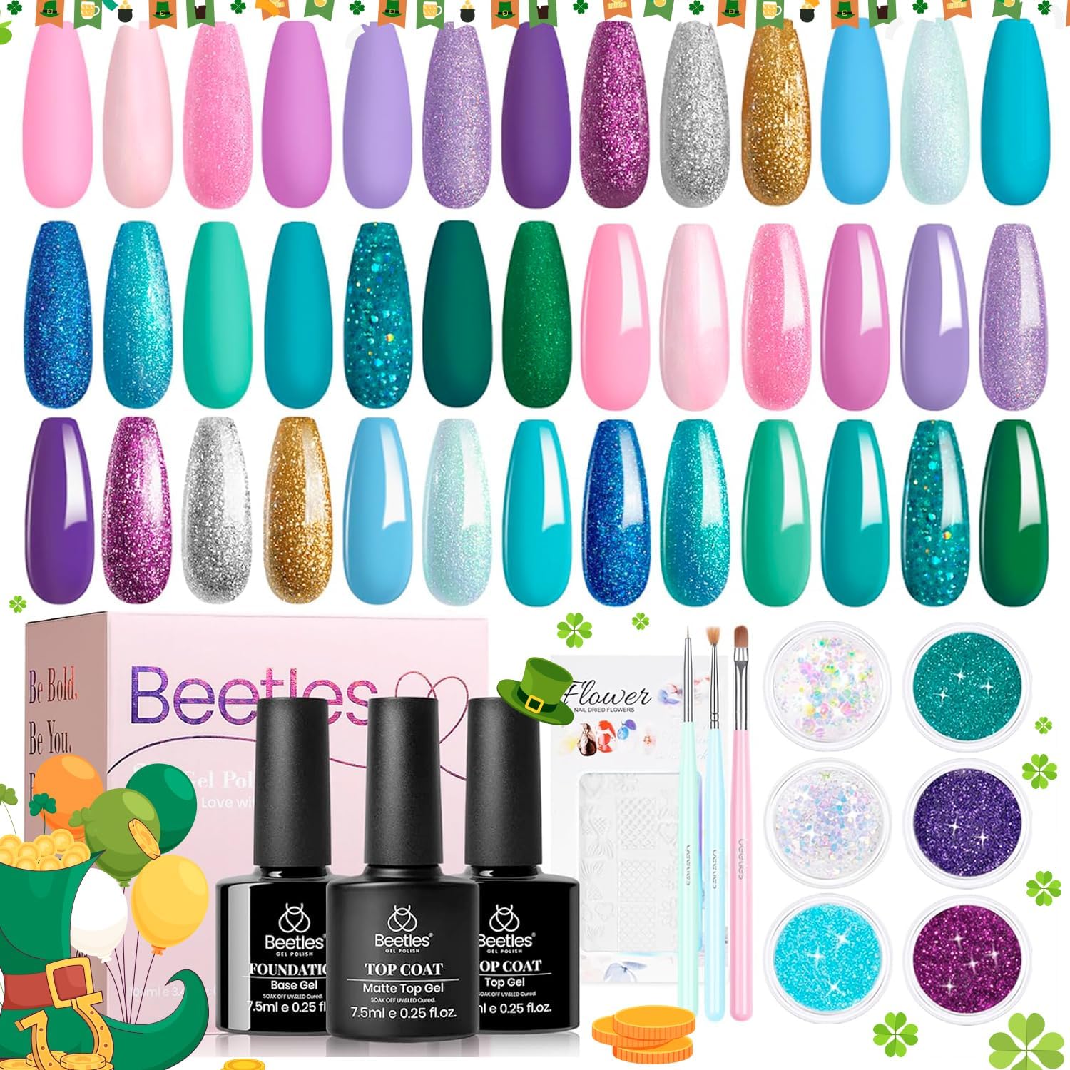 Beetles Mermaid Mantra Gel Nail Polish Set – 20 Colors with Base & Top Coat