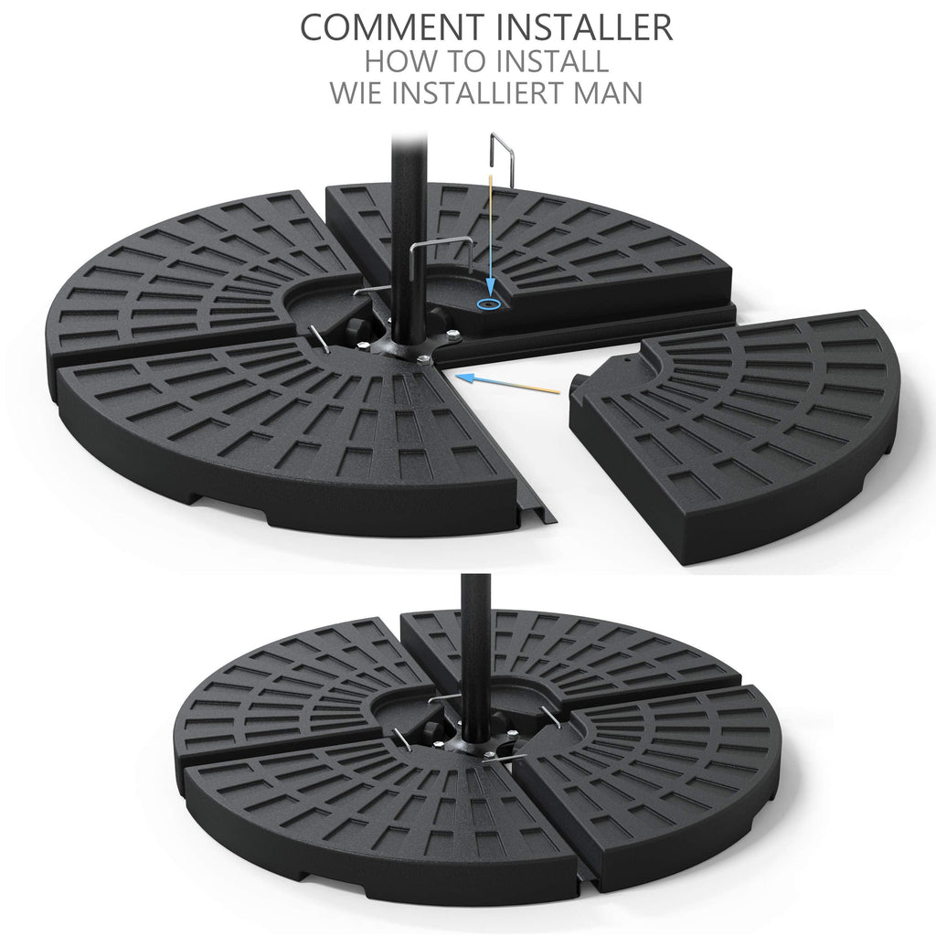 VOUNOT Parasol Base Weights | Set of 4 Round Sand or Water Filled Stands