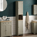Bath Vida Priano Tallboy Bathroom Cabinet - Grey & Oak Wooden Unit