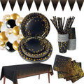 Jolof Store Black and Gold Party Supplies - 111pc Disposable Tableware