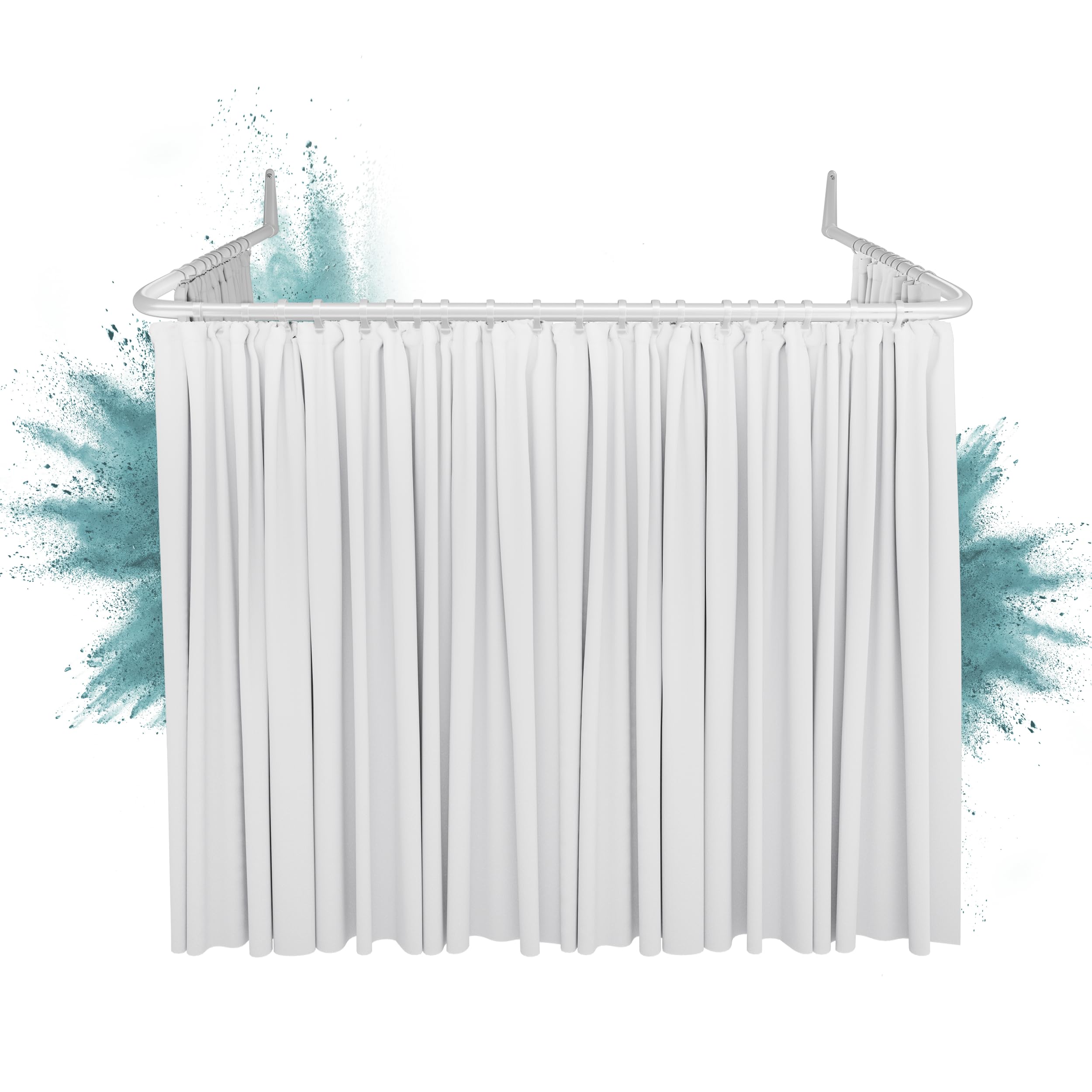 Erica U-Shaped Shower Curtain Rail | White Steel 85x95x85cm