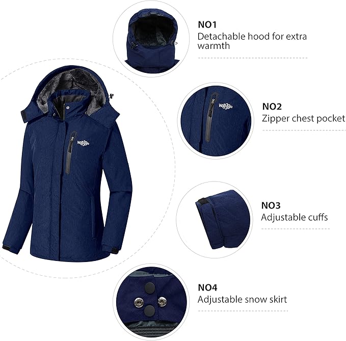 Wantdo Women's Waterproof Ski Jacket | Insulated Winter Snowboard Coat
