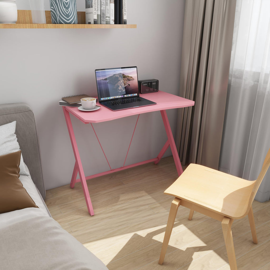 DEILALY 90cm Gaming Desk – Pink Carbon Fiber Ergonomic PC Table