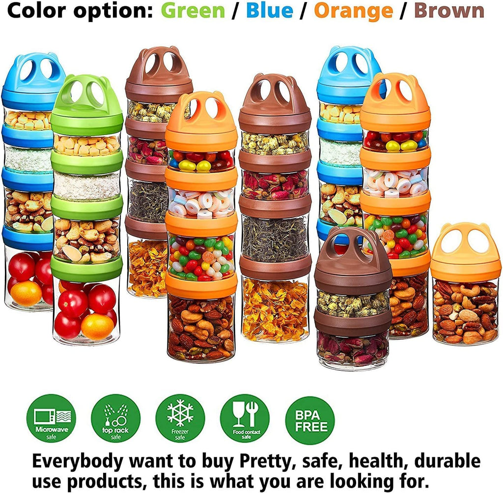 SELEWARE Stackable Snack Containers | 4-Piece Airtight Leak-Proof Jars
