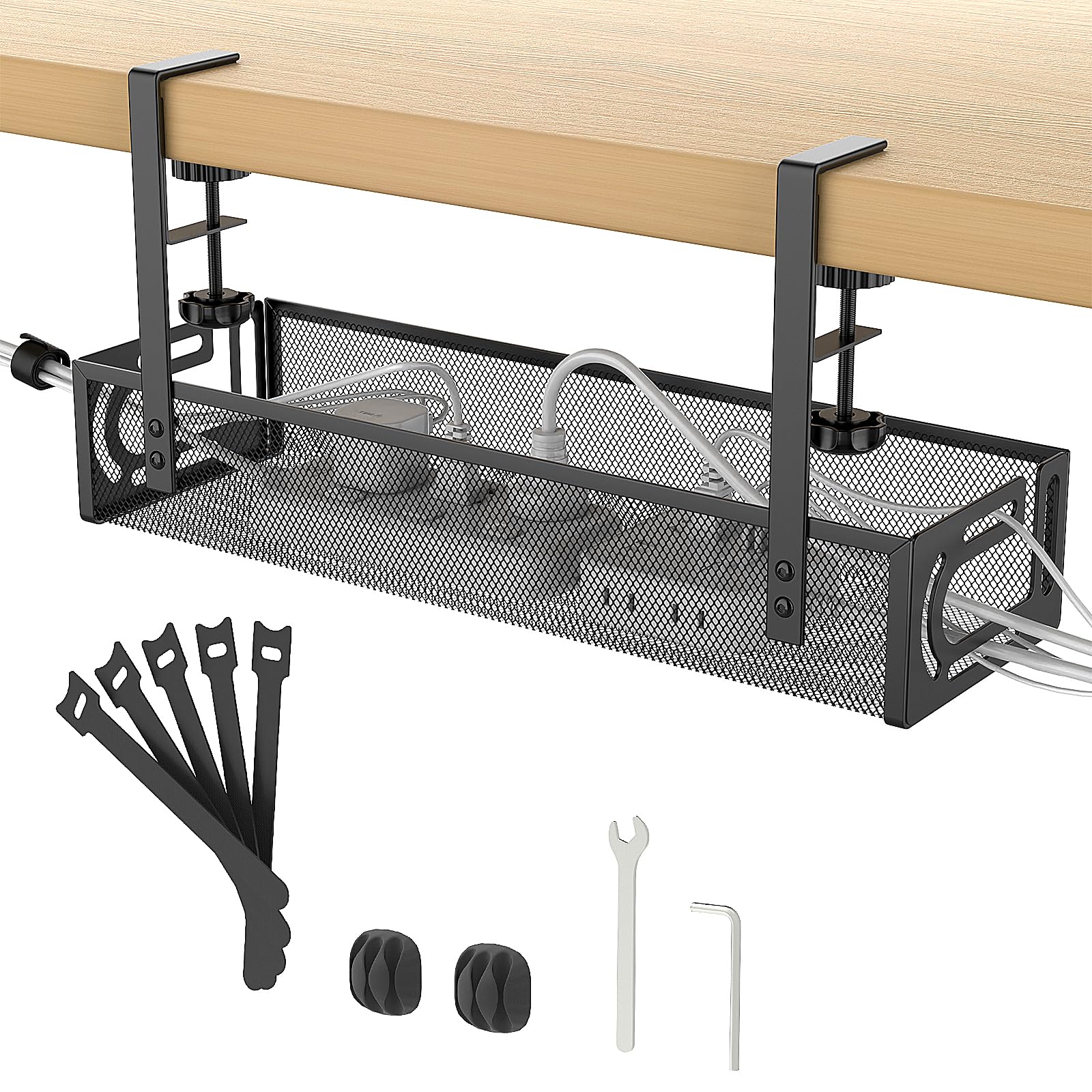Jolof Store Under Desk Cable Management Tray – No-Drill Wire Organizer