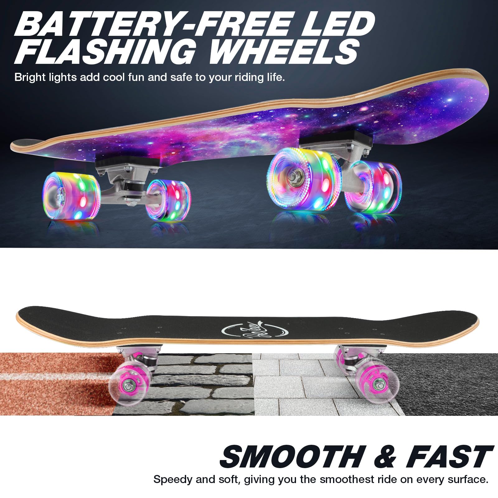 BELEEV Complete Skateboard | 31x8 Inch 7-Layer Canadian Maple Deck