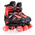 MGY Kids Adjustable Roller Skates with 8 Light Up Wheels – Red