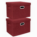 TYEERS Large Storage Box with Lid, Collapsible, Washable, Fabric Storage Box for Clothes, Wardrobe Storage, 44x30x29 cm, Set of 2, Red Wine - image 1