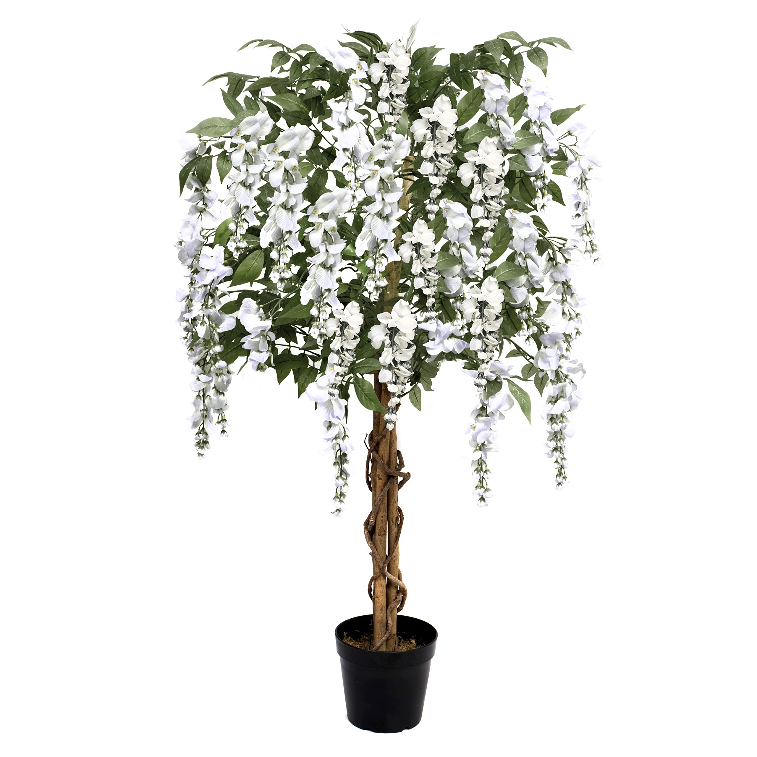GreenBrokers Artificial Wisteria Tree - 4ft/130cm White Potted Plant