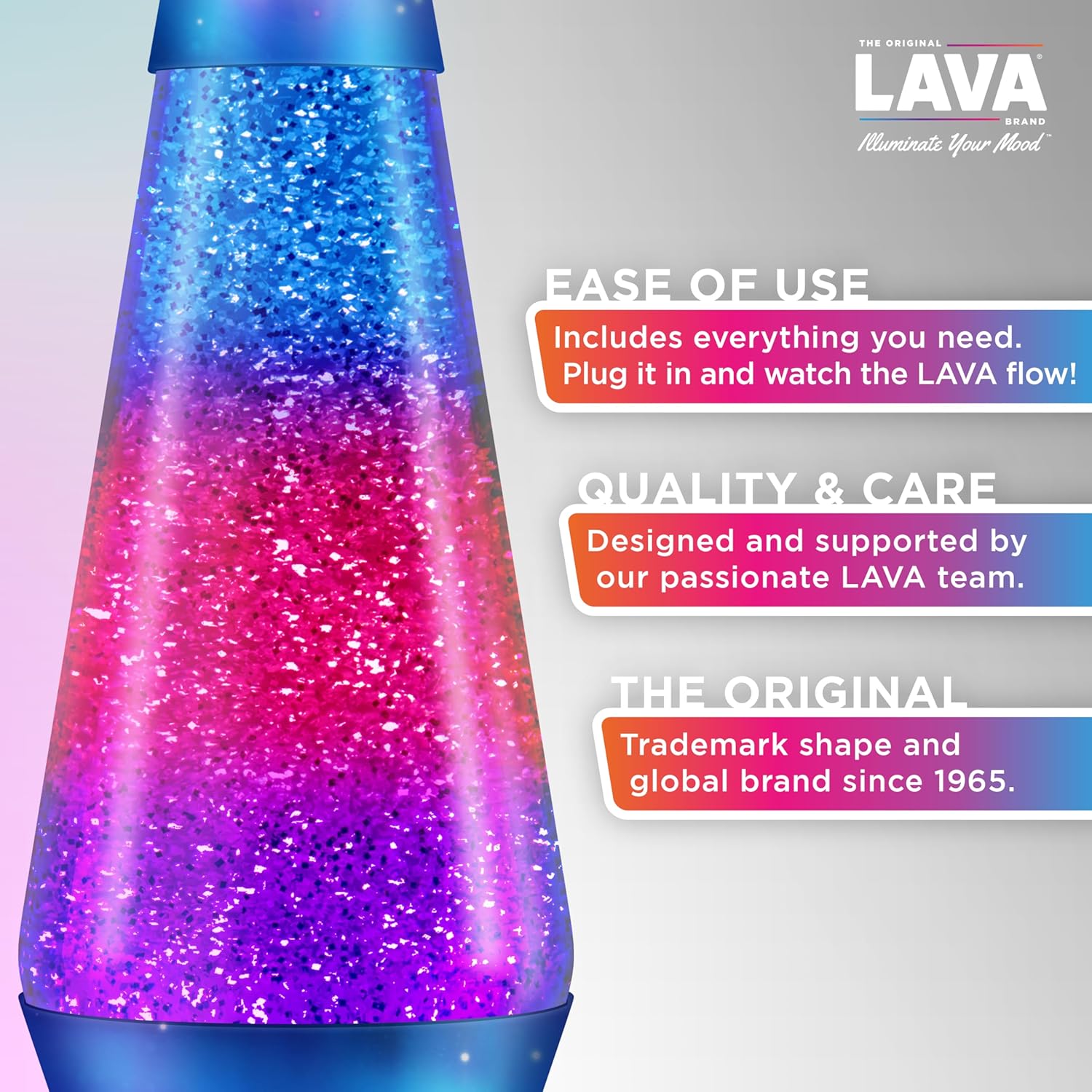 Snaps Northern Lights Lava Lamp – 14.5 Inch Silver Glitter Mood Light
