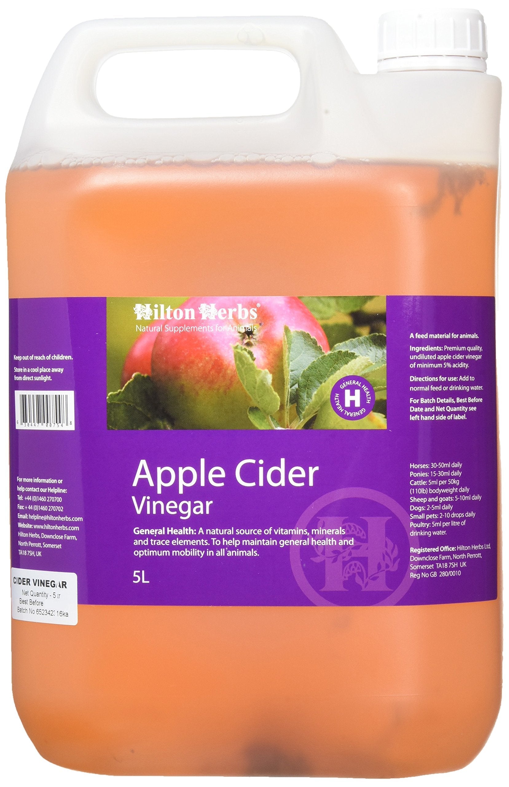 Hilton Herbs Apple Cider Vinegar with Mother for Horses & Pets - 5L