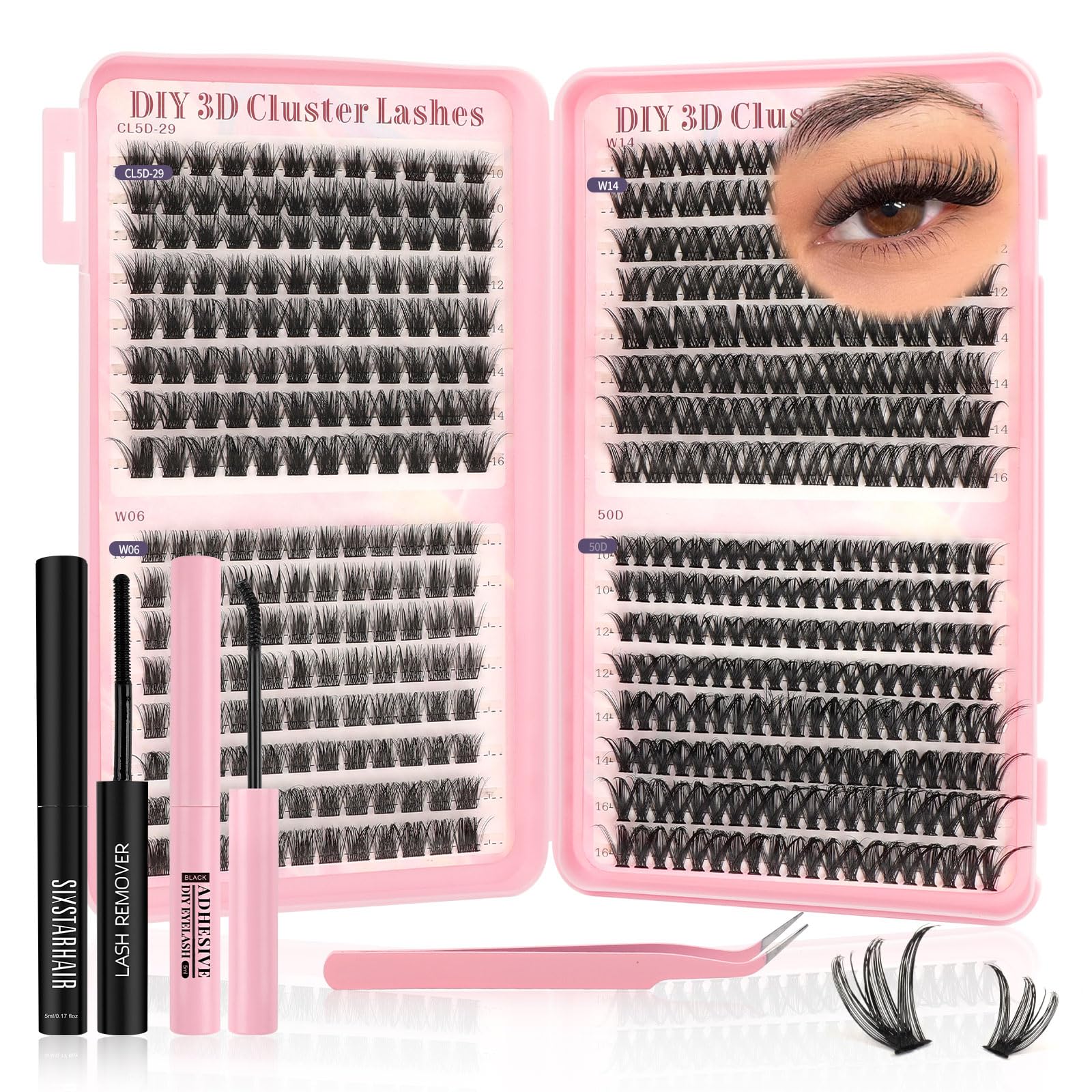 Sixstarhair DIY Eyelash Extension Kit - 448Pcs Wispy Cluster Lashes