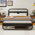 Diahomy King Size Metal Platform Bed Frame with Wood Headboard