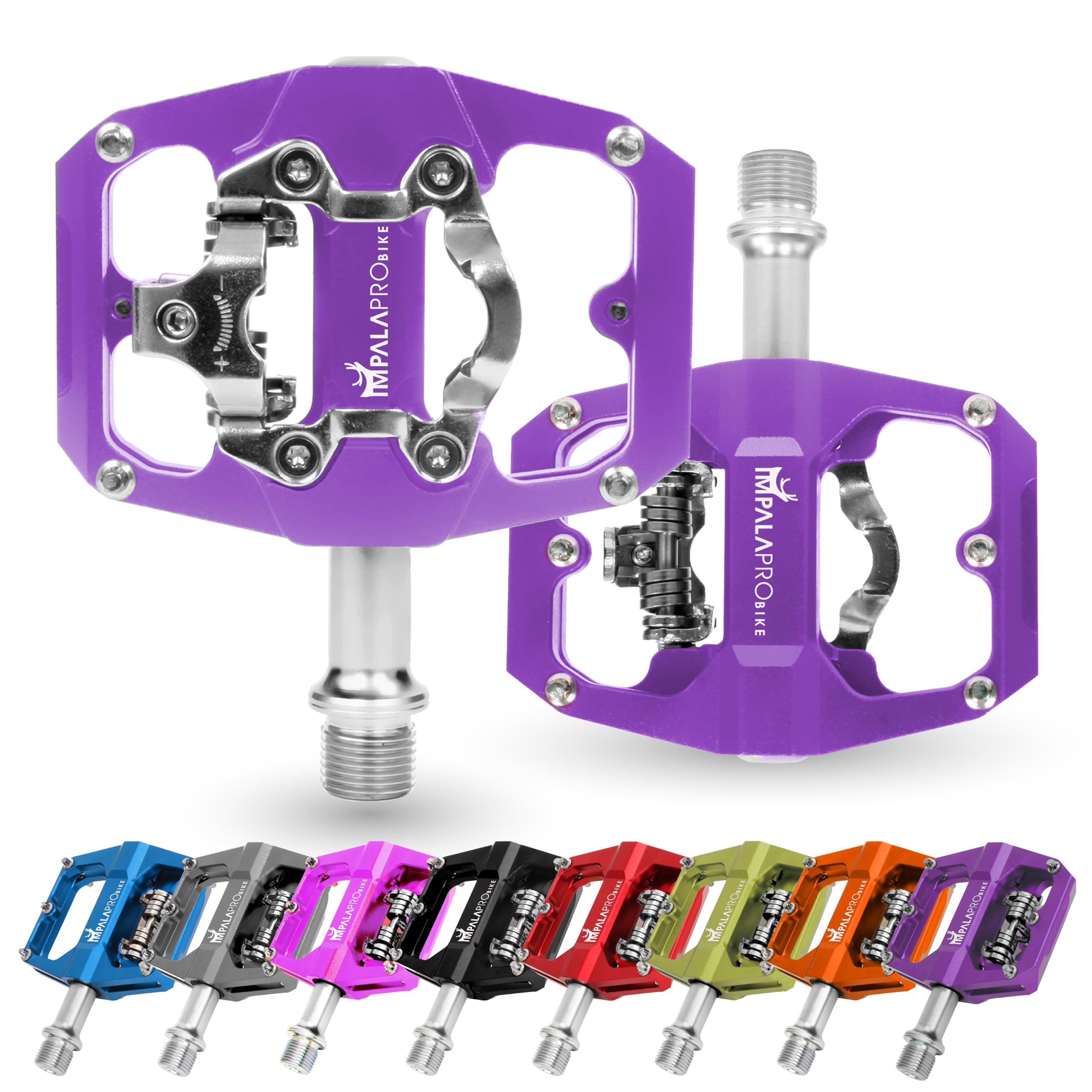 IMPALAPRO Dual Function MTB Pedals | Shimano SPD Compatible Flat Pedals