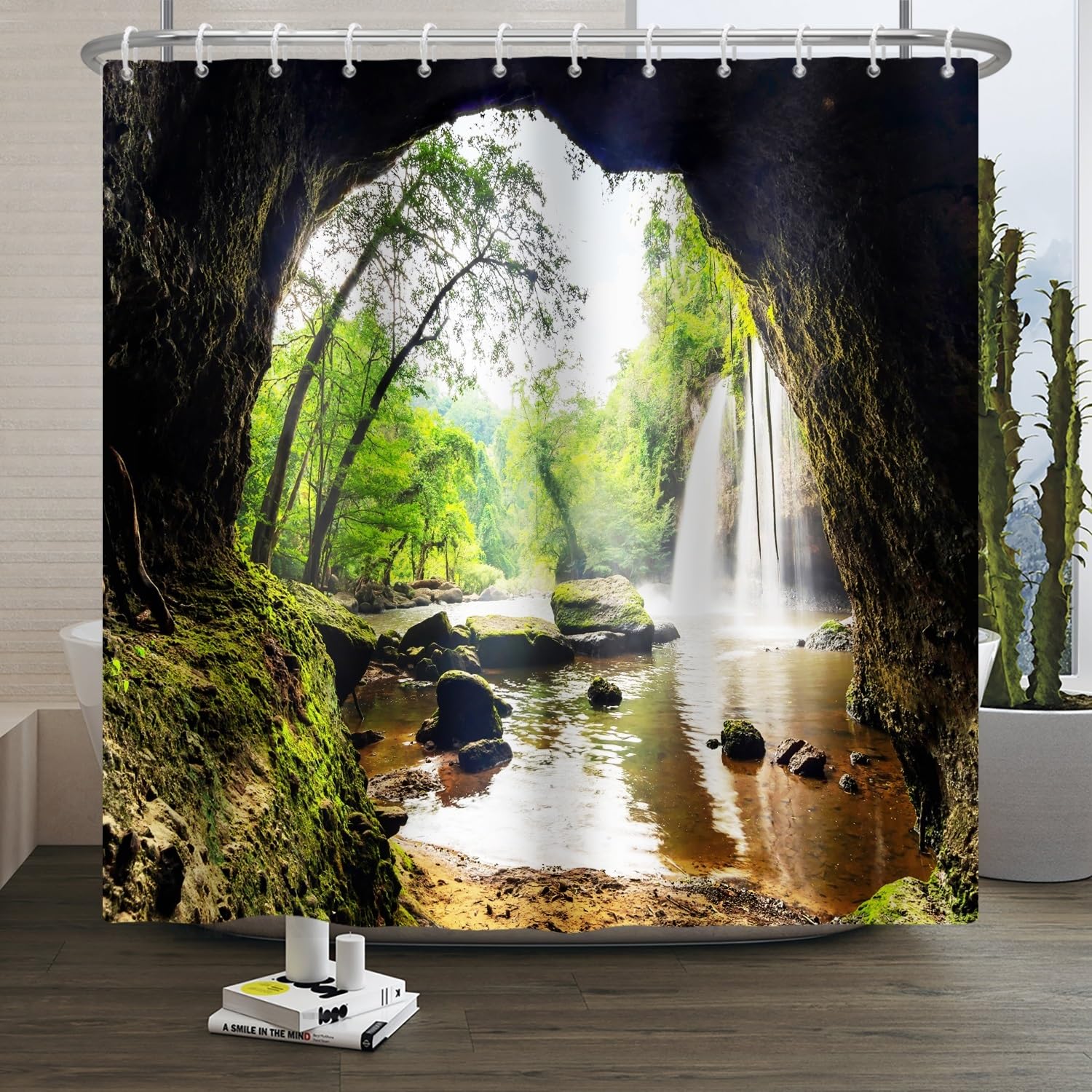 Nature Shower Curtain | Tropical Forest Green Tree Polyester