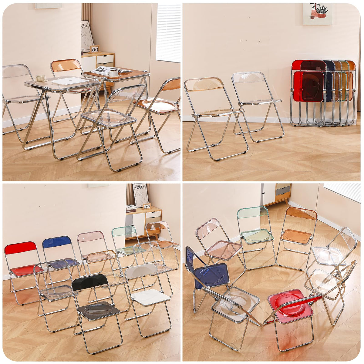 TAO ONE Acrylic Folding Chair Clear Morden Chrome Chair-Blue - image 5