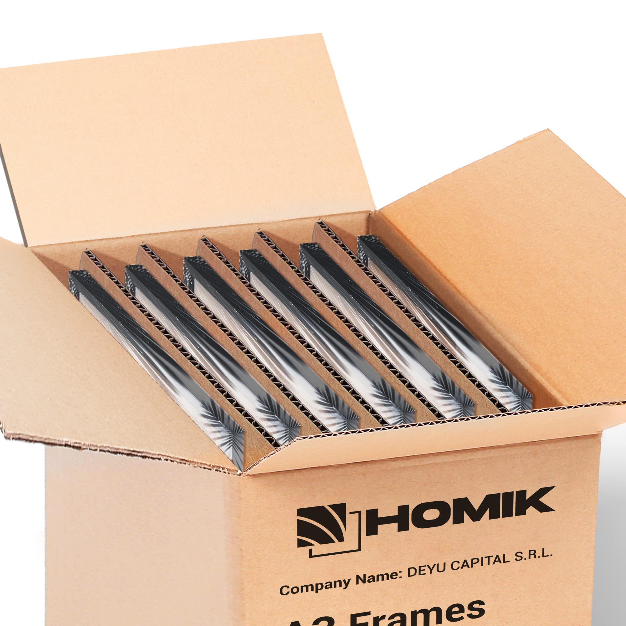 HOMIK A3 Photo Frames - Pack of 6 Black MDF Picture Frames for Wall