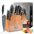 Nanfang Brothers 16-Piece Damascus Kitchen Knife Set with Block