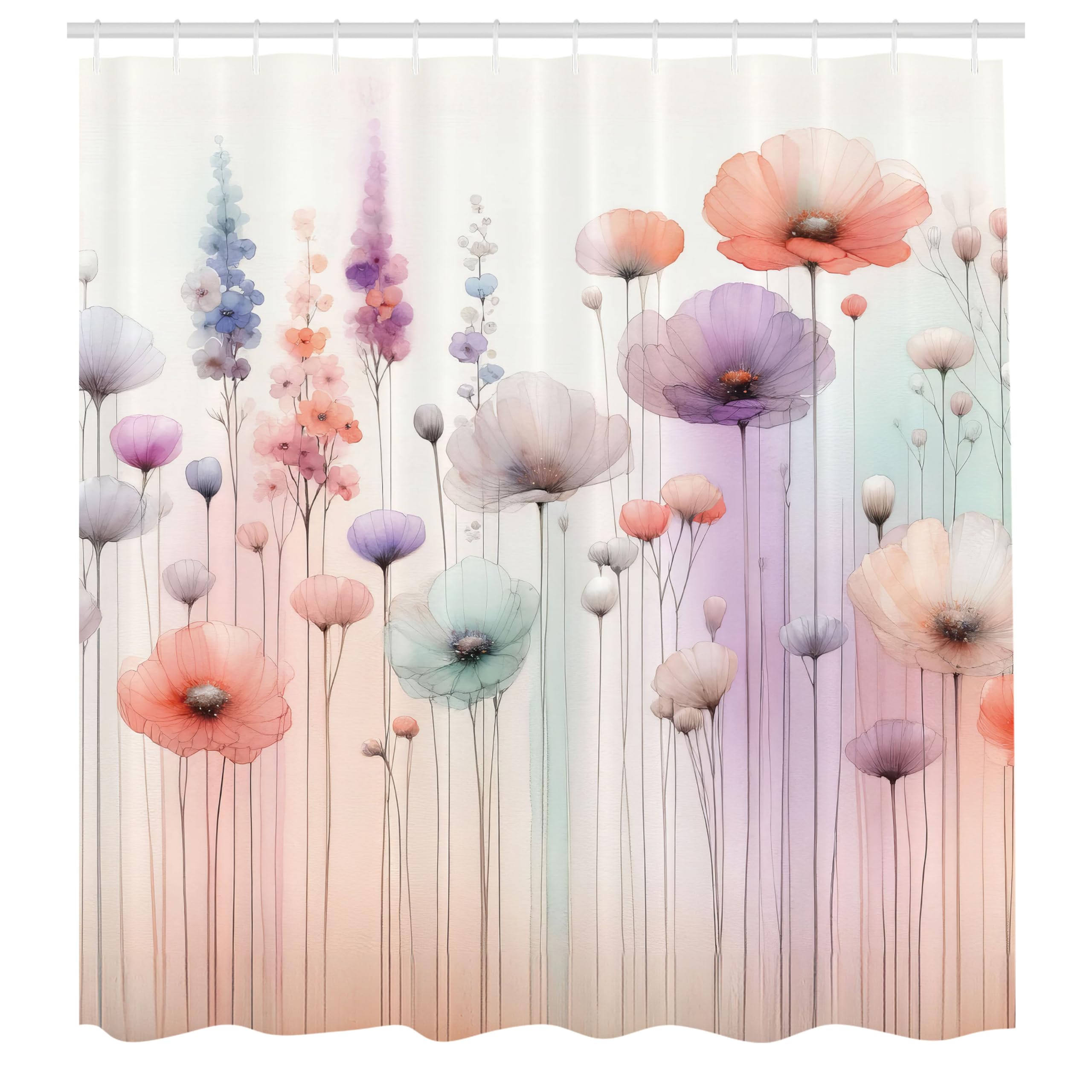 Abakuhaus Floral Shower Curtain | Waterproof Fabric Decor | 175 x 200 cm