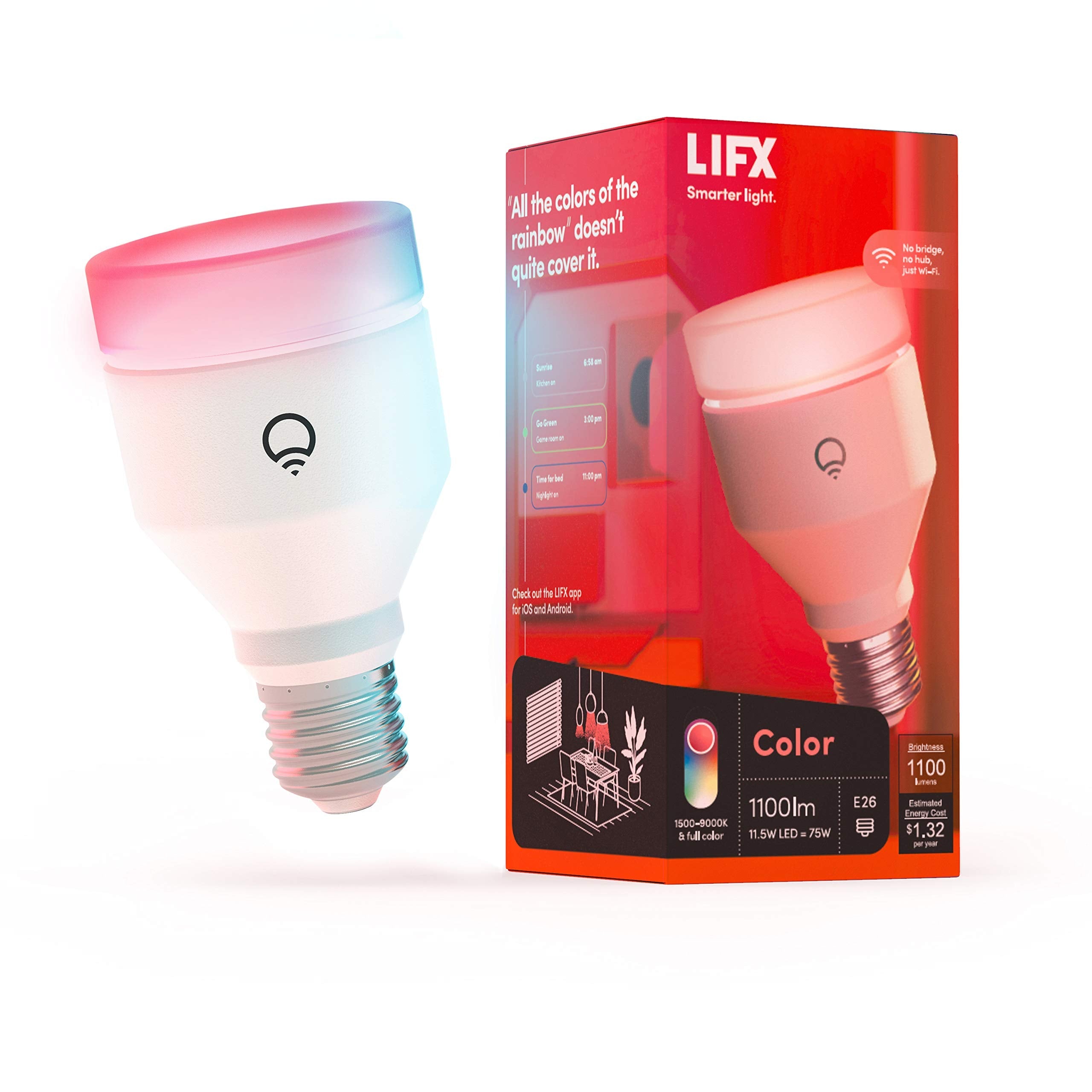 LIFX Color A19 Smart LED Bulb | 1100 Lumens Wi-Fi RGBW Light
