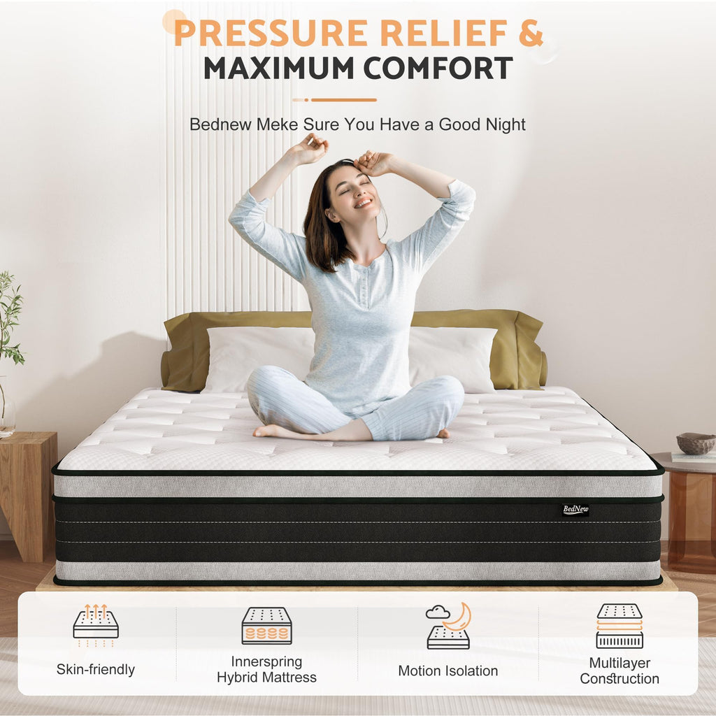 Bednew Double Mattresses Hybrid Mattress Medium Firm 135x190x30cm - image 4