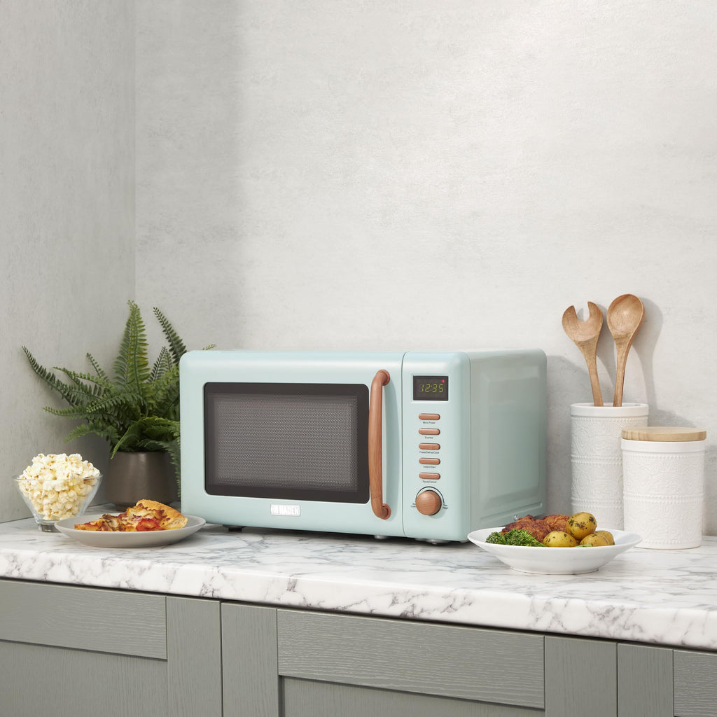 Haden Dorchester 20L Digital Microwave – 800W Green & Wood Effect