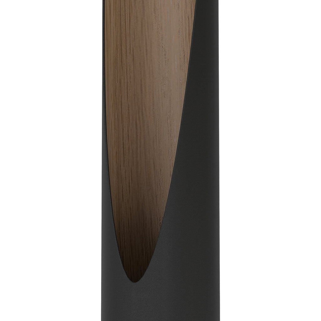 Eglo Barbotto Table Lamp – Black Metal & Oak Wood Bedside Light, 40cm