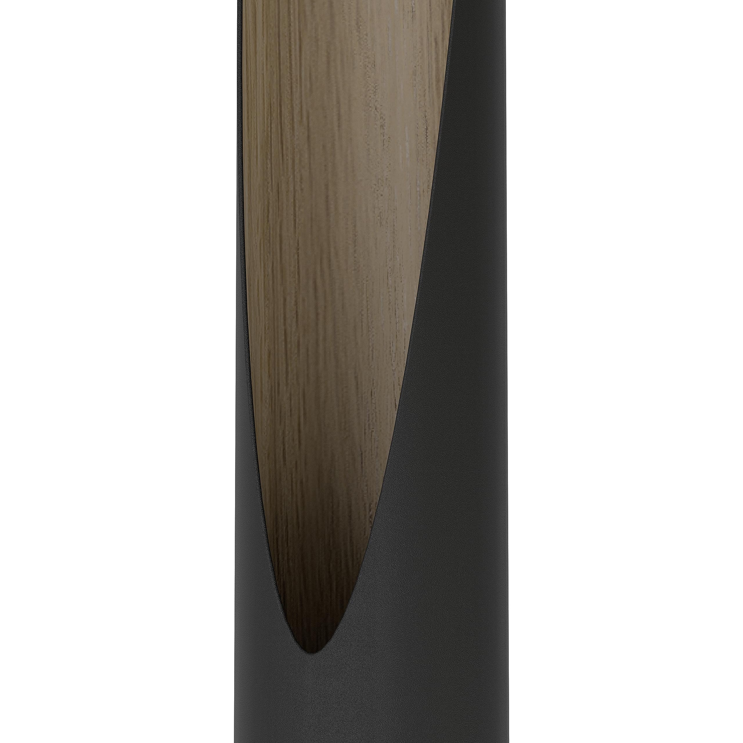 Eglo Barbotto Table Lamp – Black Metal & Oak Wood Bedside Light, 40cm