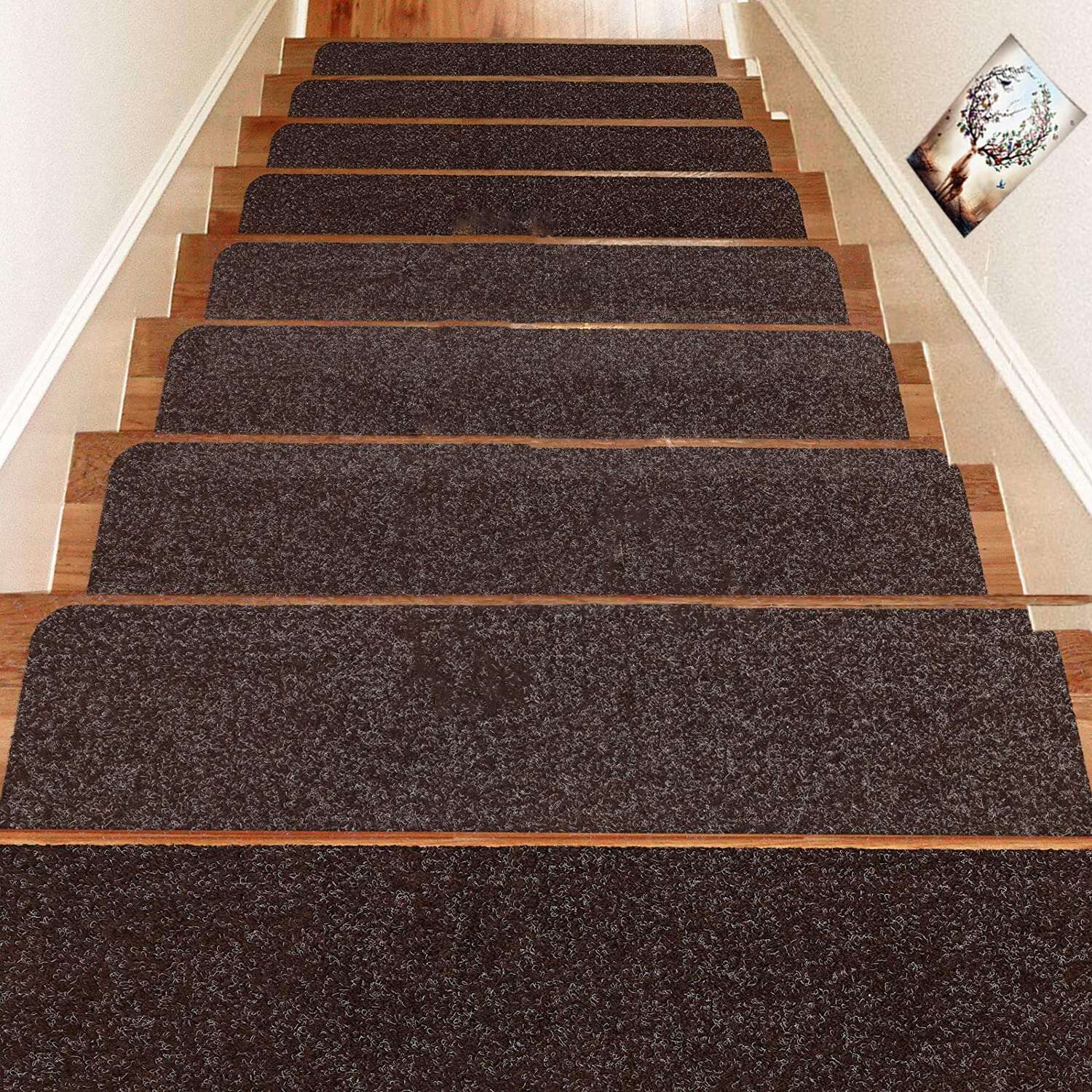 DLD Non-Slip Stair Treads | 8x30 Indoor Carpet Runners, 14-Pack