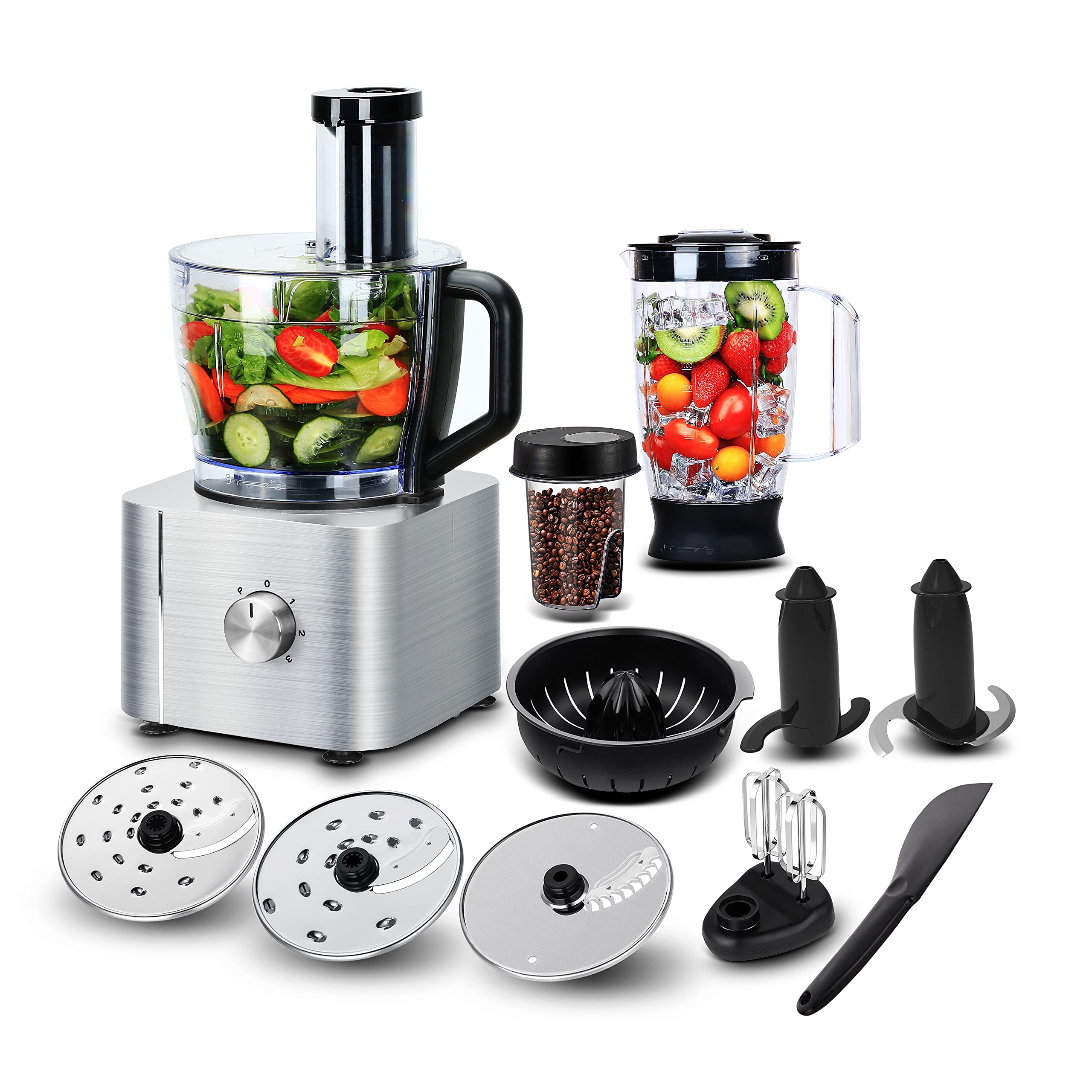 TopStrong 11-in-1 Food Processor and Blender Combo – 1100W, 3.2L Bowl