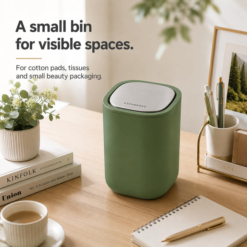 EverGrove Mini Table Bin,Desktop Trash Can Canopy Green, 1.5, Litres - image 4