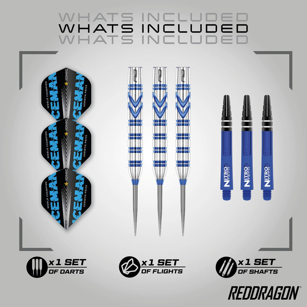 Red Dragon Gerwyn Price Iceman Originals 24g Tungsten Steel Darts Set