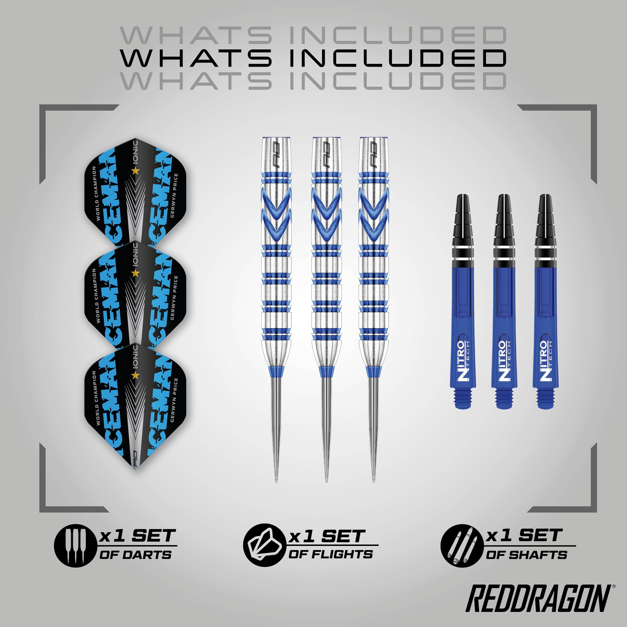Red Dragon Gerwyn Price Iceman Originals 24g Tungsten Steel Darts Set