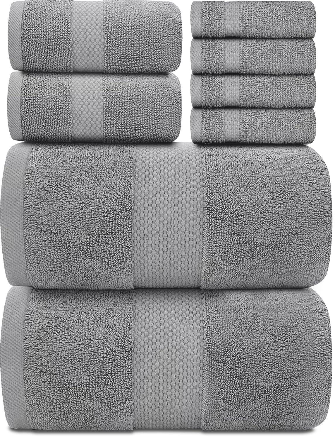 Egyptian Cotton Bath Towel Set - 8 Piece Luxury Hotel Quality