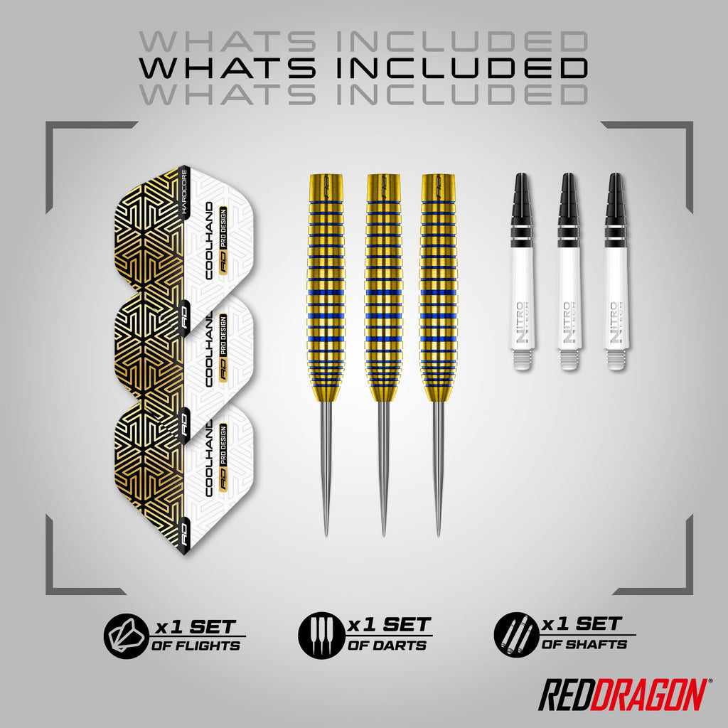 Red Dragon Luke Humphries TX3 Gold SE 22g Tungsten Steeltip Darts Set