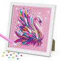 DOMROM Colorful Swan Diamond Painting Kit with Frame for Kids Ages 6-12